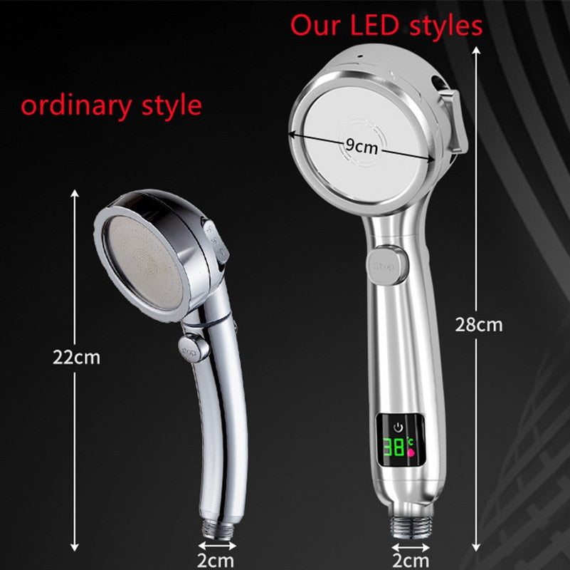 Temperature Display Pressurized Shower Head