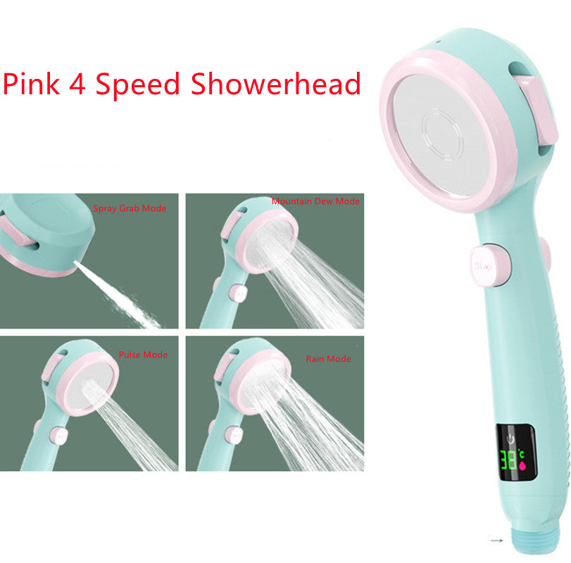 Temperature Display Pressurized Shower Head