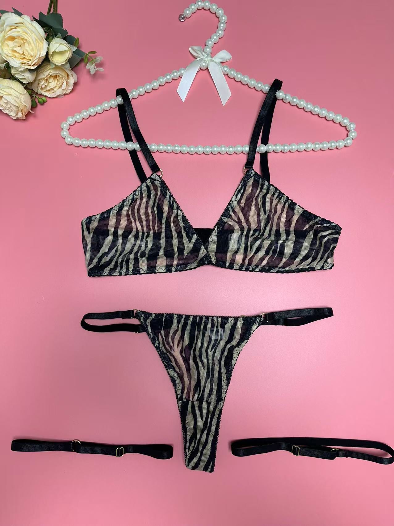 Underwear Zebra Pattern Suit Women